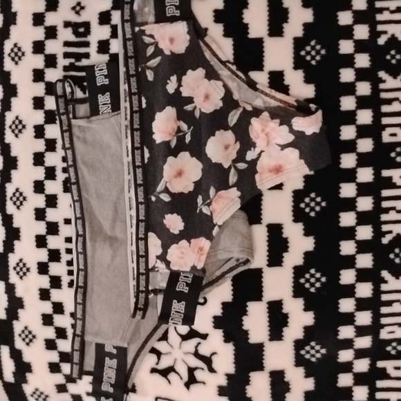 PINK Victoria's Secret Other - NWOT 2 VS PINK Gray & Black Floral Ribbed Low-Rise Cheekster Panties Size Med